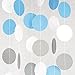 Chloe Elizabeth Circle Dots Paper Party Garland Streamer Backdrop (10 Feet Long) - Blue, Gray, White