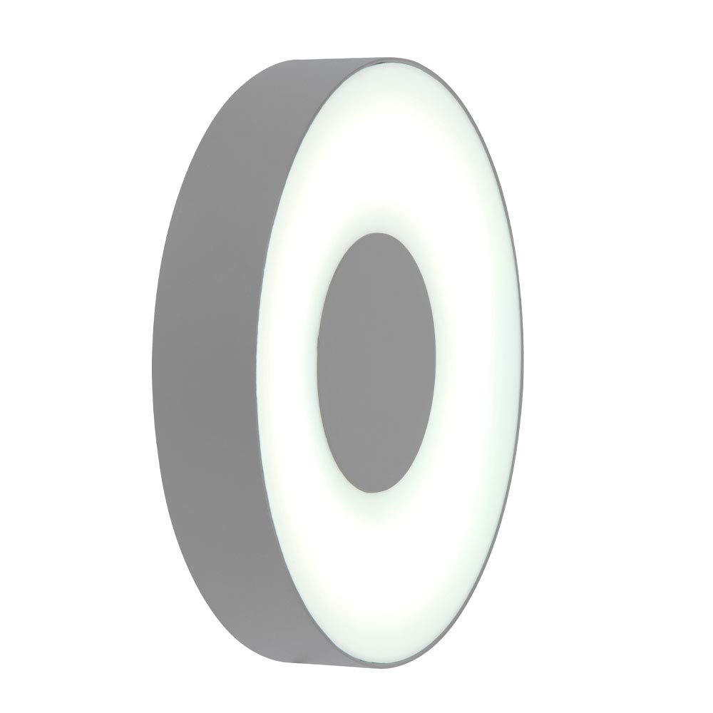 Eco Light Ublo Outdoor Light for Walls or Ceilings Protection IP54 Round Lamp Diameter 19.3 cm Silver Modern for Indoor and Outdoor Use 6.3 Watt Light Output LED A+ 3000 Kelvin 3481 S SI