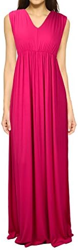 Elywish Women's Empire Waist Double V-Neck Ruched Evening Maxi Dress