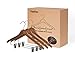 Topline Classic Wood Shirt Hangers with Clips - Walnut Finish (10-Pack)