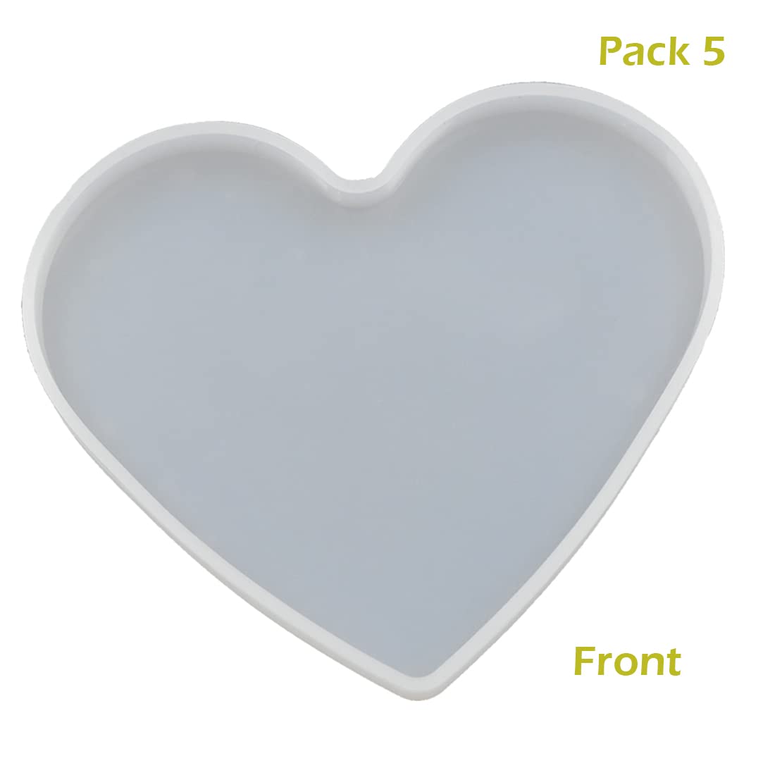 5Pcs Love Heart Epoxy Mold DIY Resin Casting Heart Base Coaster Silicone Mold, 5Pcs Medium Size, 10 x 7.3cm