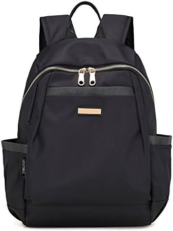 Luckysmile Water-resistant Nylon Backpack Purse Fashion Daypack for Womens Girls (Black-1132X)