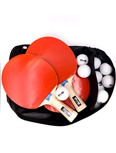 RYG Ping Pong Paddle Set - Pack of 4 Table Tennis Racket, 10 Game Balls, Black Portable Cover Case Bag - Thumbnail 6