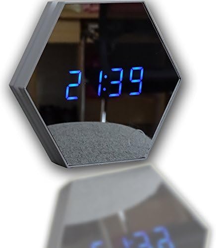 2like 3 In 1 Portable Mirror Alarm Clock Wall Lamp Night Light Rechargeable Digital Powered Led Table Desk Lamp USB Charging Travel Clock Wall Mirro Clock for Home Bedroom (Sliver)