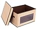 Internet's Best Storage Box with Window - Durable Storage Bin Basket Containers with Lids and Handles - Clothes Nursery Toys Organizer - Brown (Beige)