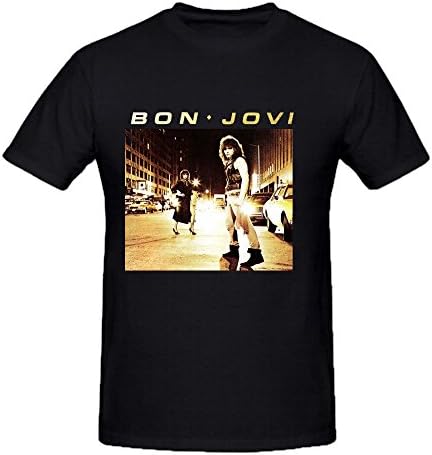 Bon Jovi Men's Soft Classic Short-Sleeve Round Neck T-Shirt Black