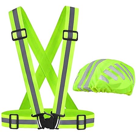 tonitott Sicherheitsweste, Reflektorweste und Helmüberzug Einstellbare Hohe Sichtbarkeit elastische Reflektierende Warnweste 