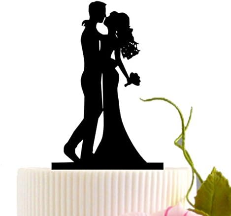 Acrylic Wedding Cake Toppers Birthday Cake Stand Wedding Cake Decorations Black Kissing Groom and Bride Cake Toppers Mr and Mrs