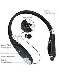 Auriculares Bluetooth 5.0, Triple Plegable Inalámbrico Banda para el cuello Auriculares con Retráctil Auriculares Manos Libres Estéreo Sonido Banda de Protección del Cabello para Celulares Running Ciclismo (14 H Tiempo de reproducción)