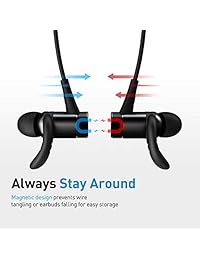 Mpow S8 Auriculares Bluetooth, 9 Hrs Reproducción Auriculares Bluetooth Magnéticos con Micrófono, IPX7 Impermeable V4.1 Auriculares inalámbricos, CVC6.0 Cancelación de Ruido Deporte Auriculares inalámbricos para Correr, Entrenamiento, Jogging