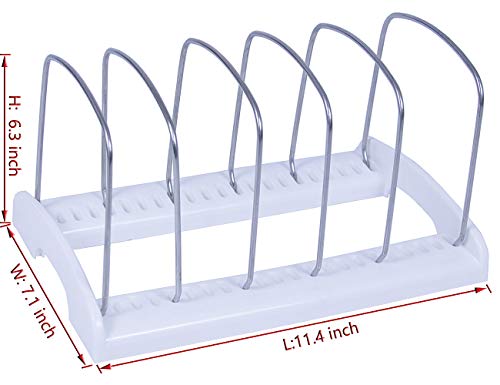 Felibeaco Adjustable Bakeware Cookware Organizer Holder Rack, Pot and Pan Organizer Rack, Cutting Boards Holder Storage Rack for Kitchen, Cabinet, Countertop and Pantry,white - Thumbnail 2