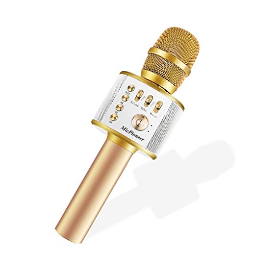 Bluetooth Karaoke Microphones, Micpioneer 3 in 1 Multi-function Wireless Microphone Speaker for iPhone, Android, Portable Mic for KTV, Home, Party Singing (Light Gold) Bluetooth Karaoke Microphones, Micpioneer 3 in 1 Multi-function Wireless Microphone Speaker for iPhone, Android, Portable Mic for KTV, Home, Party Singing (Light Gold)