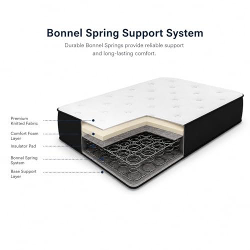Vital Bonnel Spring Mattress | Orthopedic Support Bed Mattress with Breathable Quilted Top | Durable & Comfortable Mattress for Home Bedroom (Single - W 90 x L190 x H 22 cm)