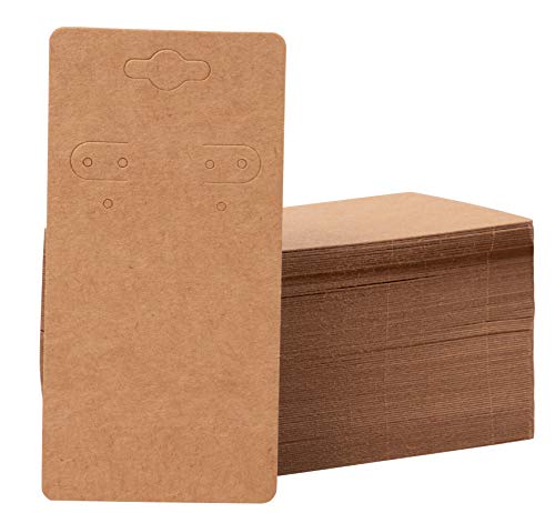 Genie Crafts 200-Pack Hanging Earring Jewelry Display Cards, Kraft Paper Cardstock, 2 x 4 Inches