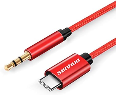 SENHUO 3.5mm Male to USB C Male Stereo Audio Aux Cable,【Nylon Braided】Aux Cord Supports Google Pixel 3/2/2XL, OnePlus 7 Pro, HTC U12, Moto Z2，pad Pro 2018（Red）