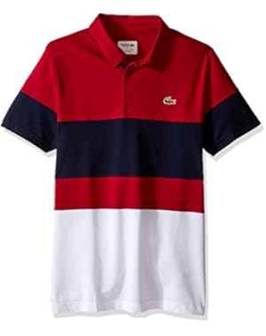 Lacoste Men's Golf Performance Short Sleeve Colorblock Pique Ultradry Polo Shirt