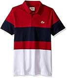 Lacoste Men's Golf Performance Short Sleeve Colorblock Pique Ultradry Polo Shirt, Lacquer/White/Navy Blue, 7