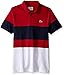 Lacoste Men's Golf Performance Short Sleeve Colorblock Pique Ultradry Polo Shirt, Lacquer/White/Navy Blue, 7