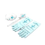 Kids Girl Queen Princess Cosplay Party Crown, Wand, Gloves Halloween Props Accessories Supplies, Light Blue