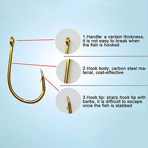 LINONI Angelhaken aus Karbonstahl, mit Widerhaken für Karpfen, Köderhalter, Jigloch, Angelzubehör, mit Aufbewahrungsbox… – Bild 4