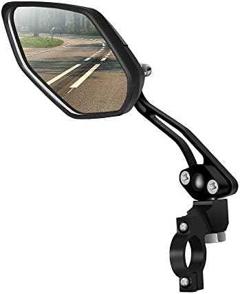 Bike Glass Mirror LERMX Universal Adjustable Rotatable Safe Rearview for Mountain Bicycle Electric Bike Cycling (Black Left Side)