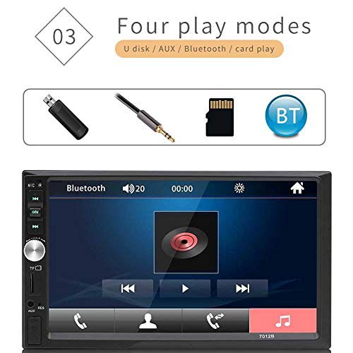VOVI Bluetooth Car Radio Multimedia Car Stereo with Wireless Remote Control HD 7 inch Car MP4 Card Machine Car MP5 Player Support Bluetooth Call Reversal Priority for Car