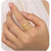LFDHDDX 18K Gold Plated Snake Ring For Women Dainty Stackable Rings Open Band Statement Ring Finger Jewelry Gift