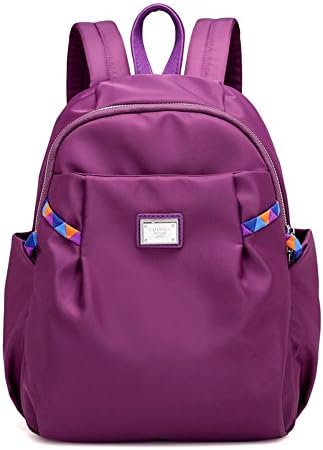 PILER Women Girls Casual Nylon Backpack Purse Oxford Waterproof Cloth Canvas Unisex Rucksack School College Bookbag Travel Bag（black） (purple)