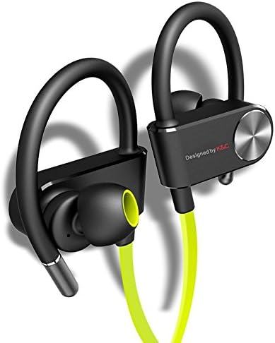 Bluetooth V4.1 Headphones Sweatproof IPX4, Wireless Sport Earbuds, Richer Bass HiFi Stereo In-Ear Earphones w/ Microphone, Pouch, 9 Hrs Playback Noise Cancelling Headset (Secure Fit &amp; Fast Pairing)
