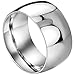 MENSO Men,Women's Wide 11mm Stainless Steel Ring Band Silver Classic Wedding Polished Size 10