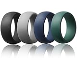 Silicone Wedding Ring For Men By AVEN - 4 Pack - Designed for Safety, Comfort, Athletic Lifestyle - Black, Gray, Navy Blue, Forest Green(9)