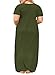 Shele Women Short Sleeve Loose Plain Casual Plus Size Long Maxi Dress with Pockets (3XL, Army Green)