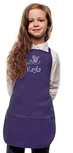 My Little Doc Personalized Purple Kids Art Smock Crayons Embroidery Design (Regular 4 to 7 Years)