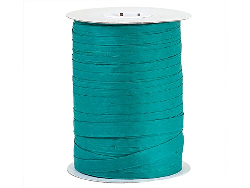 Pack Of 1, Solid Teal Paper Raffia Ribbon 1/4