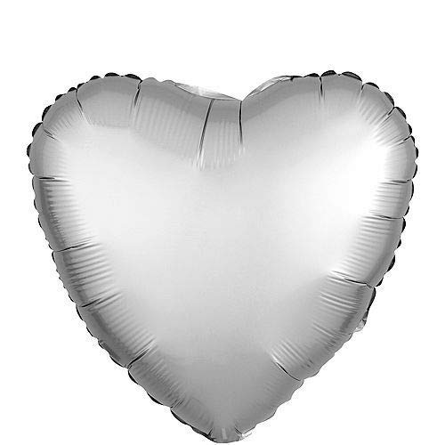 Heart Foil Balloon Helium Birthday Balloons Romantic Valentines Love anniversary balloons Party Decoration 18 inch balloons Silver Color Pack of 2