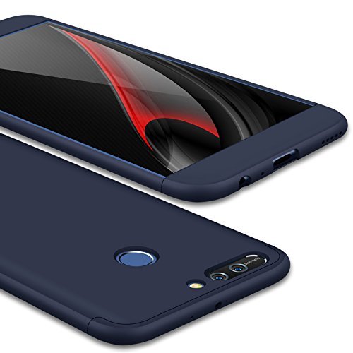 Huawei Honor V9 Case, 360 Degree Full Cover Removable Hard PC Frame 3 in 1 Shockproof Hybird Slim Tough Armor Phone Case for Huawei Honor 8 Pro/V9/6X/GR5 2017/Mate 9 (Honor 8 Pro /V9, Navy Blue)