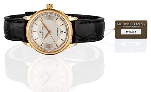 Maurice-Lacroix-Les-Classiques-Automatique-Date-Damen-Armbanduhr-Analog-Automatik-mit-schwarzem-Lederband-LC6003-PG101-130-Gehuse-Rotgold-18-Karat-750