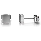 TGNEL Pure Titanium Earrings Studs Nickel-Free Hypoallergenic Earrings for Sensitive Ears, Dainty Hexagon/Triangle/Square/Rectangle Geometric Stud Earrings for Women Men