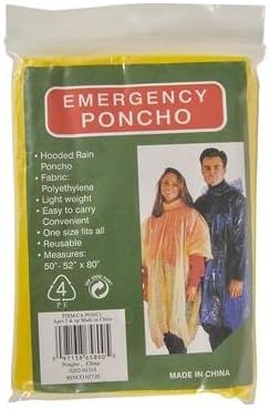 Disposable Rain Poncho Yellow, Sold in Bulk Quantity, (Each Piece Will Be Single Packed for Easy Carry on Or/and Hand Out)