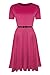 Oops Outlet Women's Belted Cap Sleeve Flared Franki Swing Midi Skater Dress
