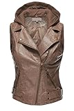 Luna Flower Women's Faux Pu Leather Zip up Moto Biker Bomber Hoodie Jackets
