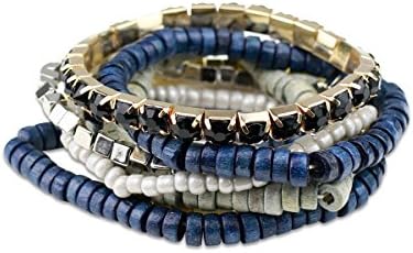 Navy &amp; Gray Strand Bohemian Textured Stackable Bracelet Set ~ Funky Monkey