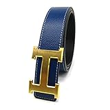 Maikun H-frame Buckle Leather Belt Blue with Maikun Draw String Backpack Gift