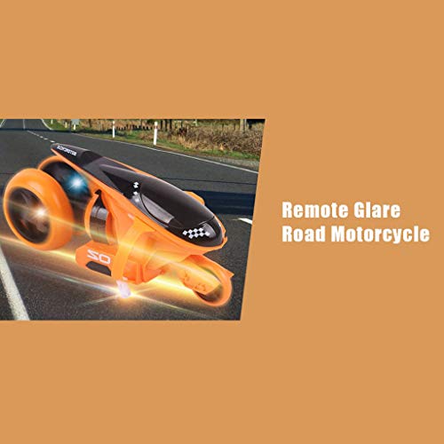 Sikye Remote Control Car - 90 Degrees Rotated Drifting High Speed Stunt Car with Light USB Charging 4.8V 500 mAh Battery Road Motorcycle (Orange)