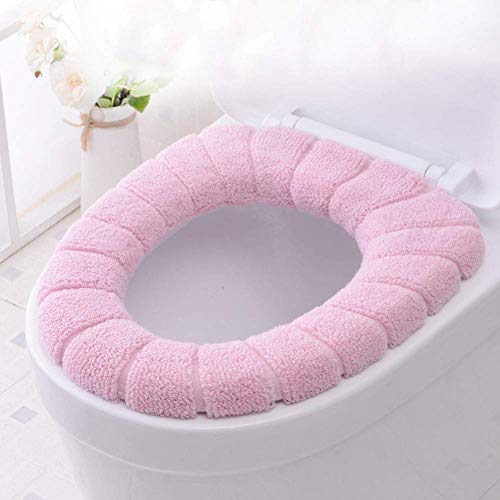 Homiest 3pcs Bathroom Soft Toilet Seat Cover Thicker Warmer Stretchable Washable Cloth Toilet Seat Cover Pads (Blue, Pink, Brown)