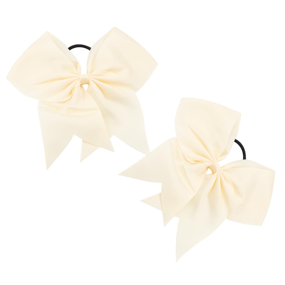 Large Sequin Cheer Ponytail Holder - 2 Pcs White Hair Bows, Ribbon Bows Hair Ties for Girls