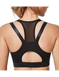 Yvette Sujetador deportivo para mujer, con cremallera frontal, alto impacto, sin rebote, sin alambre, para entrenamiento, para grandes bustos