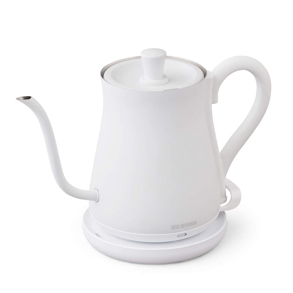 アイリスオーヤマ 電気ケトル ドリップ式 600ml アンティーク調 ホワイト IKE-C600-W 節電対策商品画像