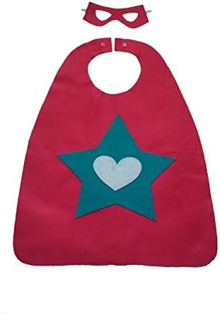 Supergirl Costume, Cape and Mask Set (pink with star/heart)
