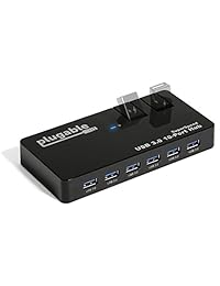 Plugable 10 puertos USB Hub, Negro